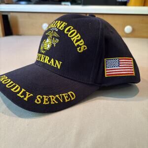 Veteran US Marine Corps Baseball Cap By Eagle Emblems, One Size Fits All